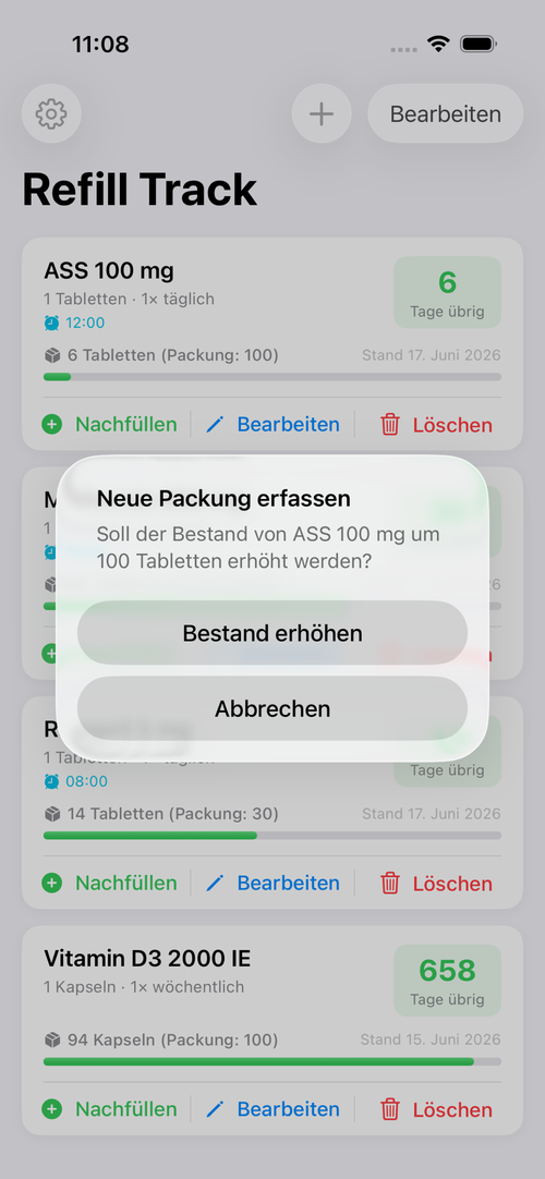 Nachfüllen mit einem Tipp