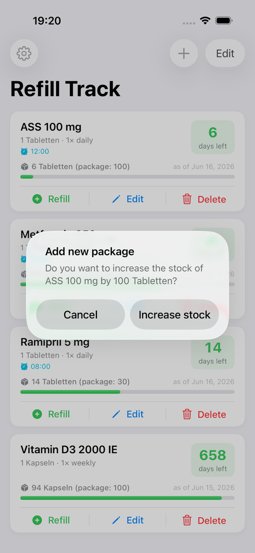Refill in one tap