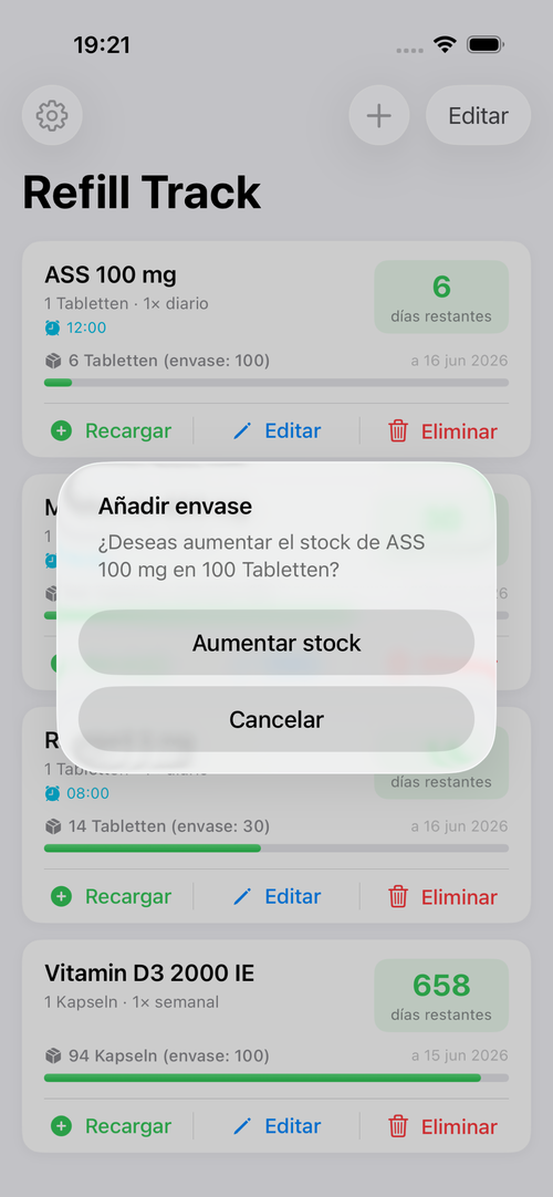 Reponer con un toque